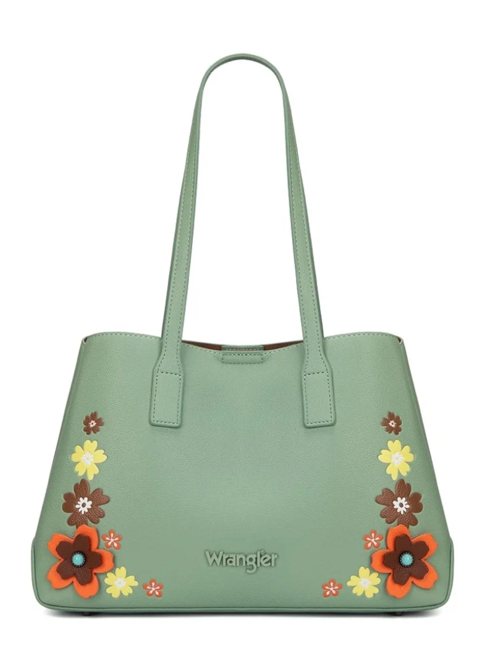 Wrangler Floral Accent Tote Shoulder Bag Green